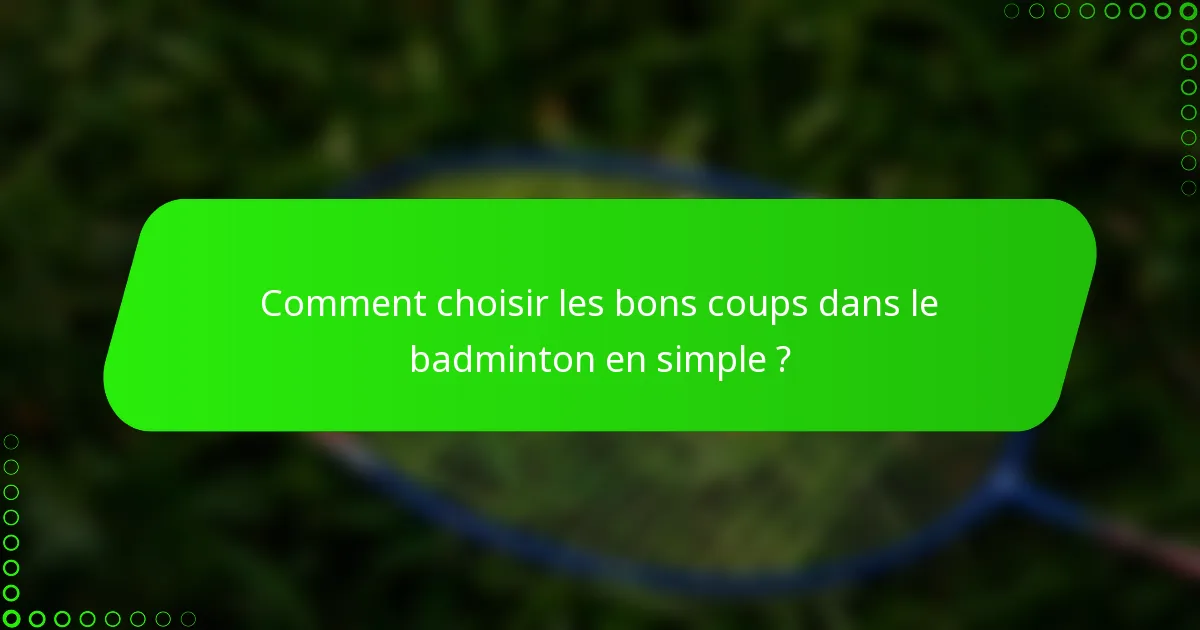 Comment choisir les bons coups dans le badminton en simple ?
